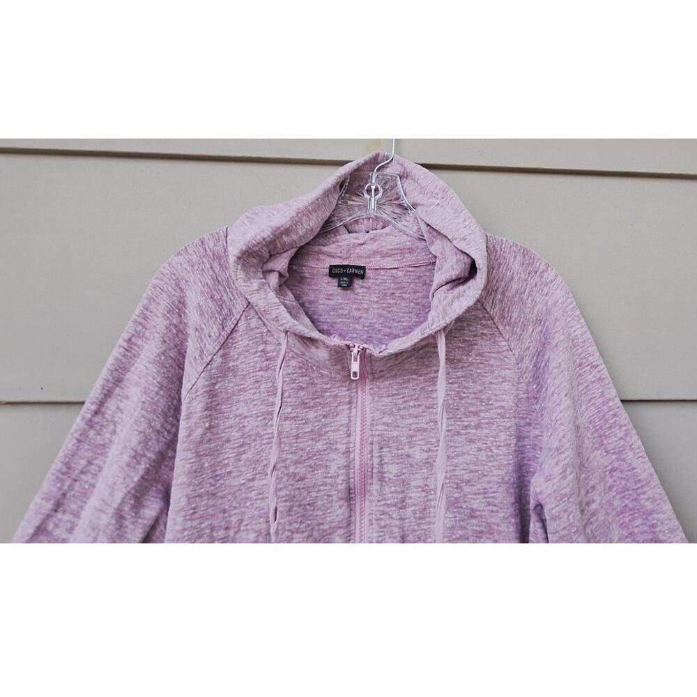 Coco & Carmen Cotton blend Purple heather Ruffle Zip Hoodie Cottage Casual L XL - Picture 6 of 9